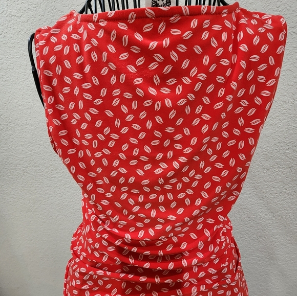 Calvin KleinWomen's Orange with Print Sleeveless Twist-front Top, SIZE: XXS - Picture 2 of 3